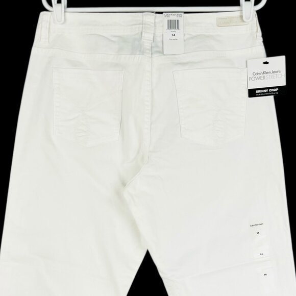 Calvin Klein Women's Power Stretch White Skinny Crop Jeans Size 14 Mid Rise NWT - Picture 4 of 12